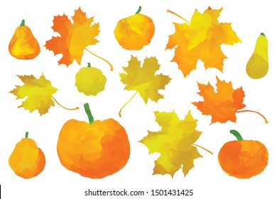 Bright autumn clip art set, colorful clip art kit on white background