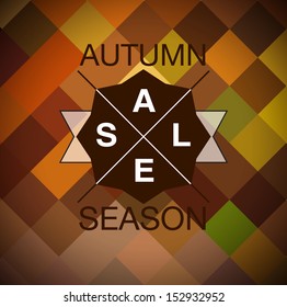 Bright autumn creative hipster mosaic background with label