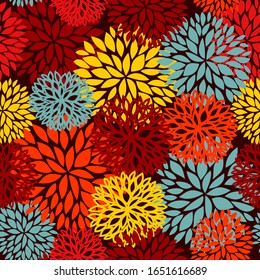 Color floral claro del otoño sin fisuras. Hermoso fondo de flores de crisantemo para la web, impresión, textil, papel pintado.