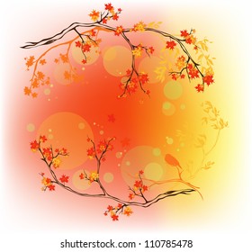 bright autumn forest with place for your text (EPS10, transparencies used on separate level for background elements)