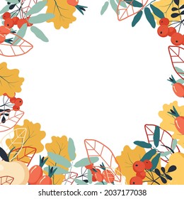 Bright autumn frame. For decoration of autumn design. Bright colors. Vector illustration