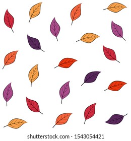 bright autumn leaves, pattern on a white background
