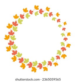 bright autumn maple leaves round frame