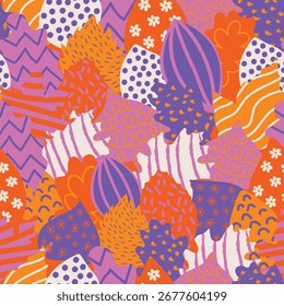 Bright autumn seamless pattern. Leaves, twigs, berries autumn fall. Beautiful autumn. Vector illustration