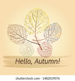 Bright autumn vector greeting card.