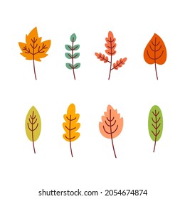 bright autumn vector set, colored various leaves and branches, leaf stock
