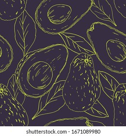 Bright avocado pattern. Creates a summer tropical mood. Suitable for decorating menus, concentration, prints on fabric.