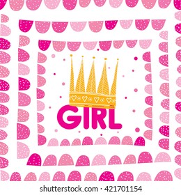 Bright baby girl  arrival card shower invitation