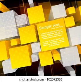 Bright background with 3d cubes and circle