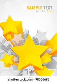 Bright background with 3d stars and circle