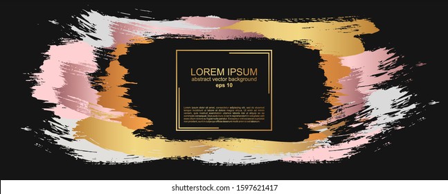 Bright background. Abstract luxury brush strokes with frame. vector texture