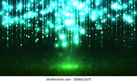Bright background with bokeh and hearts. Background Valentine's day