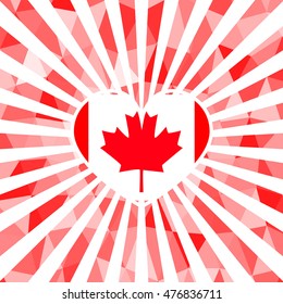 bright background for Canada Day. Polygonal pattern. Vector. Template for greeting card backgrounds.. For design, design, advertising banners