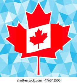 bright background for Canada Day. Polygonal pattern. Vector. Template for greeting card backgrounds.. For design, design, advertising banners