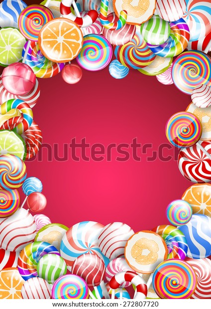 Bright Background Candies Frame Vector Illustration Stock Vector ...