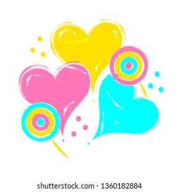 bright background for children with heart and candy