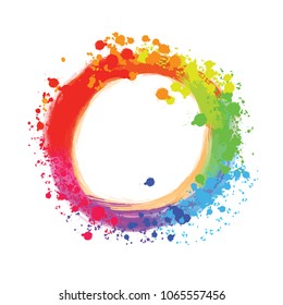 Bright background circle with colorful drops. Beautiful hand drawn backdrop. Usable for website, social media and print decoration.