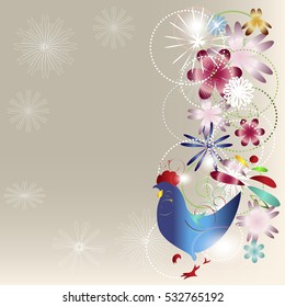 bright background with a cock