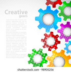 Bright background with color gears and circle