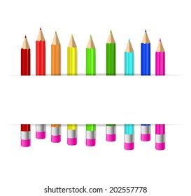 Bright background with color pencils. Vector illustration