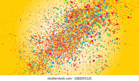 Bright background with colored confetti. Pattern for design. Print for polygraphy, posters, t-shirts and textiles. Greeting cards. Explosion. Bright firework. Print for polygraphy, banners and posters