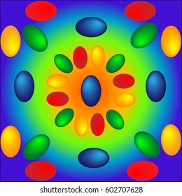 Bright background with colored Easter eggs