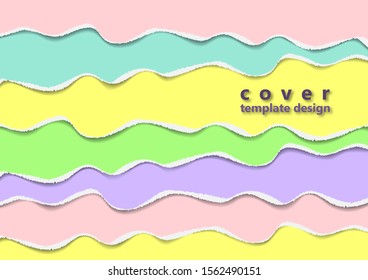 Bright background of colored pieces of paper torn around the edges. Creative abstract waves. Template for your design. Vector illustration