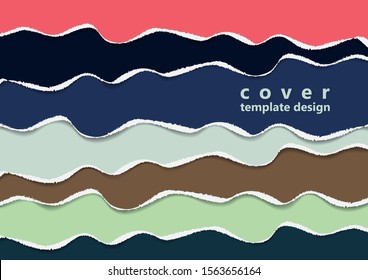 Bright background of colored pieces of paper torn around the edges. Creative abstract waves. Template for your design. Vector illustration