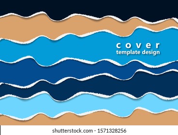 Bright background of colored pieces of paper torn around the edges. Creative abstract waves. Template for your design. Vector illustration