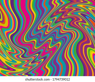Bright background with colorful twisted wavy lines  Vector illustration