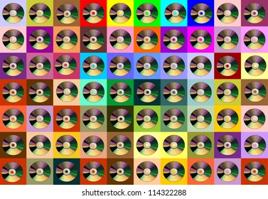 bright background with compact discs