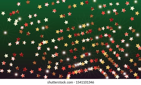 Bright Background with Confetti of Glitter Star Particles. Sparkle Lights Texture. Anniversary pattern. Light Spots. Star Dust. Christmass Design. Explosion of Confetti. Design for Cover.