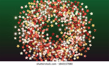 Bright Background with Confetti of Glitter Star Particles. Sparkle Lights Texture. Birthday pattern. Light Spots. Star Dust. Christmass Design. Explosion of Confetti. Design for Banner.