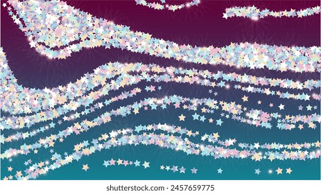 Bright Background with Confetti of Glitter Star Particles. Sparkle Lights Texture. Christmas pattern. Light Spots. Star Dust. Christmass Design. Explosion of Confetti. Design for Banner.