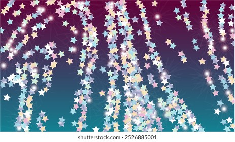 Bright Background with Confetti of Glitter Star Particles. Sparkle Lights Texture. Anniversary pattern. Light Spots. Star Dust. Christmass Design. Explosion of Confetti. Design for Template.
