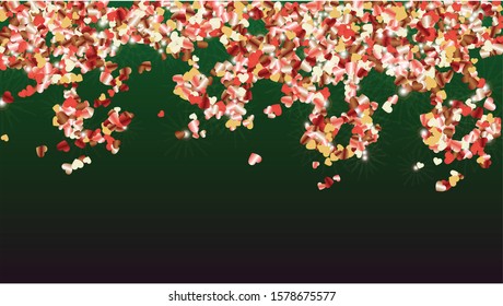 Bright Background with Confetti of Hearts Glitter Particles. St. Valentine Day. Birthday pattern. Light Spots. Explosion of Confetti. Glitter Vector Illustration. Design for Sale.