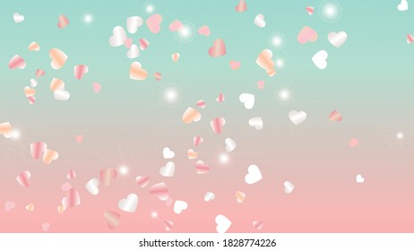Bright Background with Confetti of Hearts Glitter Particles. St. Valentine Day. Christmas pattern. Light Spots. Explosion of Confetti. Glitter Vector Illustration. Design for Web.