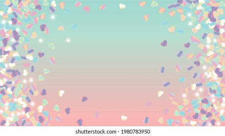 Bright Background with Confetti of Hearts Glitter Particles. St. Valentine Day. Celebration pattern. Light Spots. Explosion of Confetti. Glitter Vector Illustration. Design for Sale.