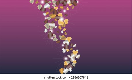 Bright Background with Confetti of Hearts Glitter Particles. St. Valentine Day. Birthday pattern. Light Spots. Explosion of Confetti. Glitter Vector Illustration. Design for Cover.