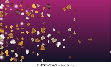 Bright Background with Confetti of Hearts Glitter Particles. St. Valentine Day. Anniversary pattern. Light Spots. Explosion of Confetti. Glitter Vector Illustration. Design for Web.