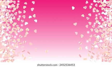 Bright Background with Confetti of Hearts Glitter Particles. St. Valentine Day. Celebration pattern. Light Spots. Explosion of Confetti. Glitter Vector Illustration. Design for Invitation.