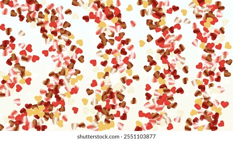 Bright Background with Confetti of Hearts Glitter Particles. St. Valentine Day. Holiday pattern. Light Spots. Explosion of Confetti. Glitter Vector Illustration. Design for Sale.