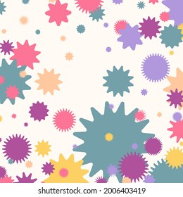 A bright background consisting of geometric shapes of different sizes and colors.