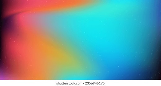 Bright background with contemporary effect. Vivid grunge gradient. Acid colors. Trendy vector illustration with noise dust texture. 
