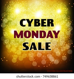 Bright background for cyber monday. Dark web banner for cyber Monday sale. Concept of advertising for seasonal offer. Vector Illustration.
