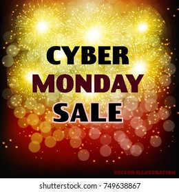 Bright background for cyber monday. Dark web banner for cyber Monday sale. Concept of advertising for seasonal offer. Vector Illustration.