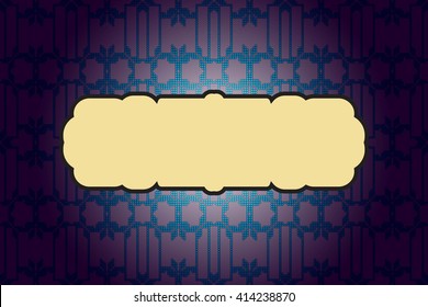 Bright background with dark purple gradient. Filled with seamless ornaments of various pixels patterns. Frame for text. Vector illustration. For design, presentations, backgrounds