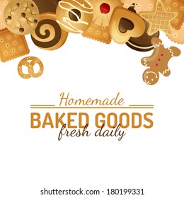 bright background with different cookies
