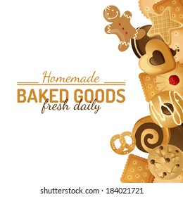 bright background with different cookies