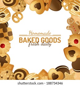 bright background with different cookies
